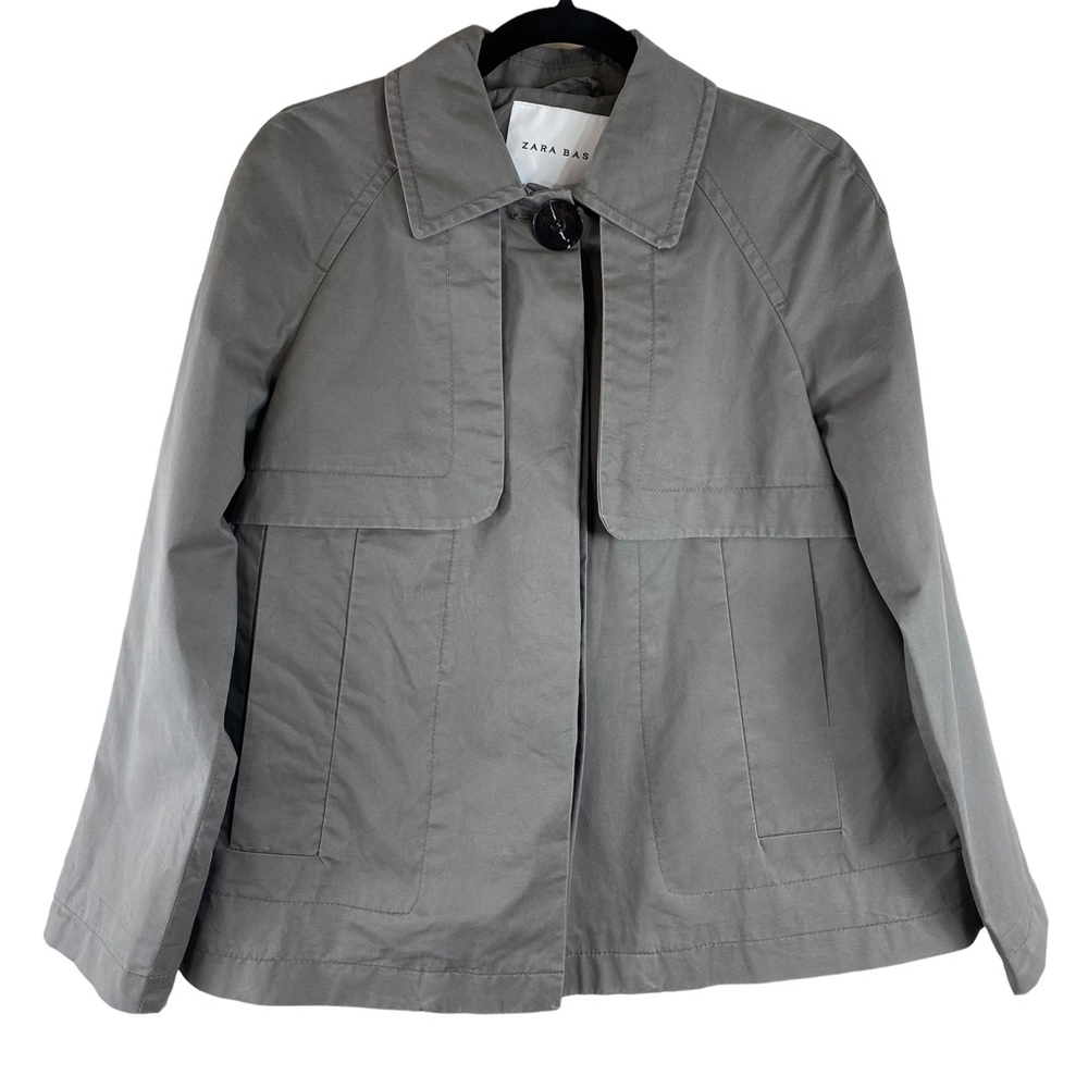 Zara Womens Basic Outerwear Big Button Short Tren… - image 1